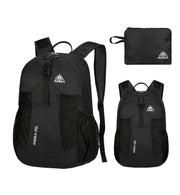 Black backpack with a smaller pouch on a white background
