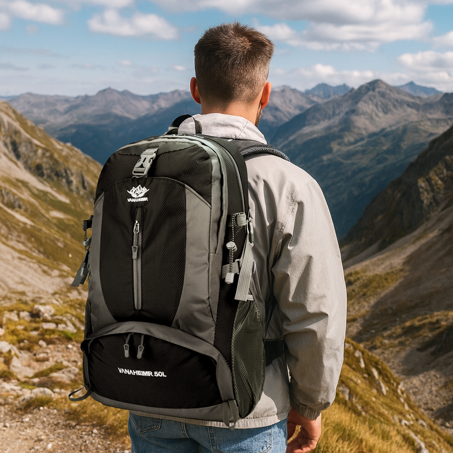 Outdoor Wanderrucksack 50L – Grün & Schwarz – Vielseitiger Trekkingrucksack für Damen & Herren-M258E12
